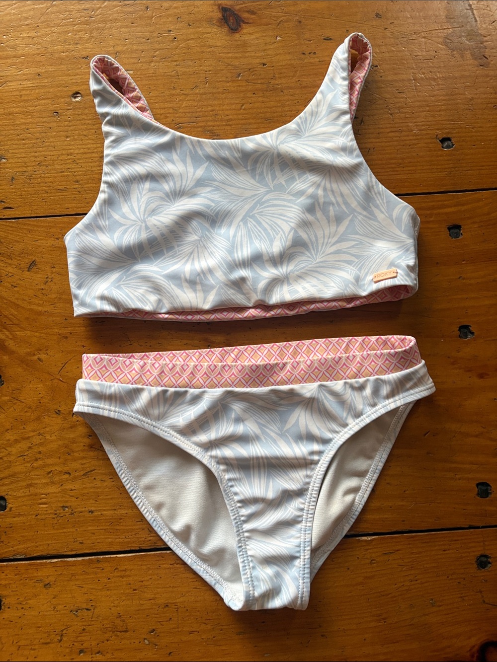 Roxy Reversible top Light Blue & Pink Girls' bikini